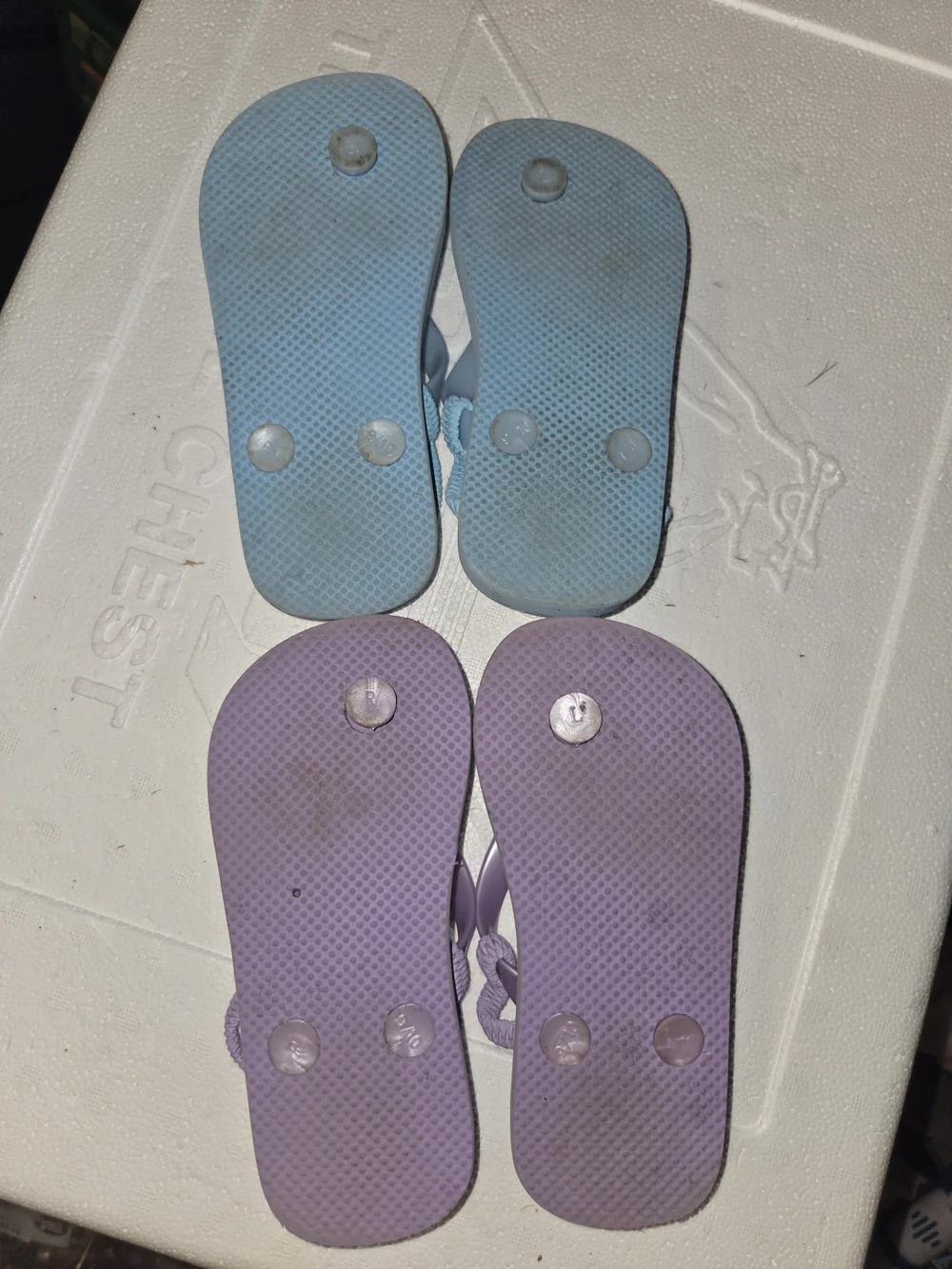2 Sets Of Kids Flip Flops - Light Blue & Lavender Patterned Sandals